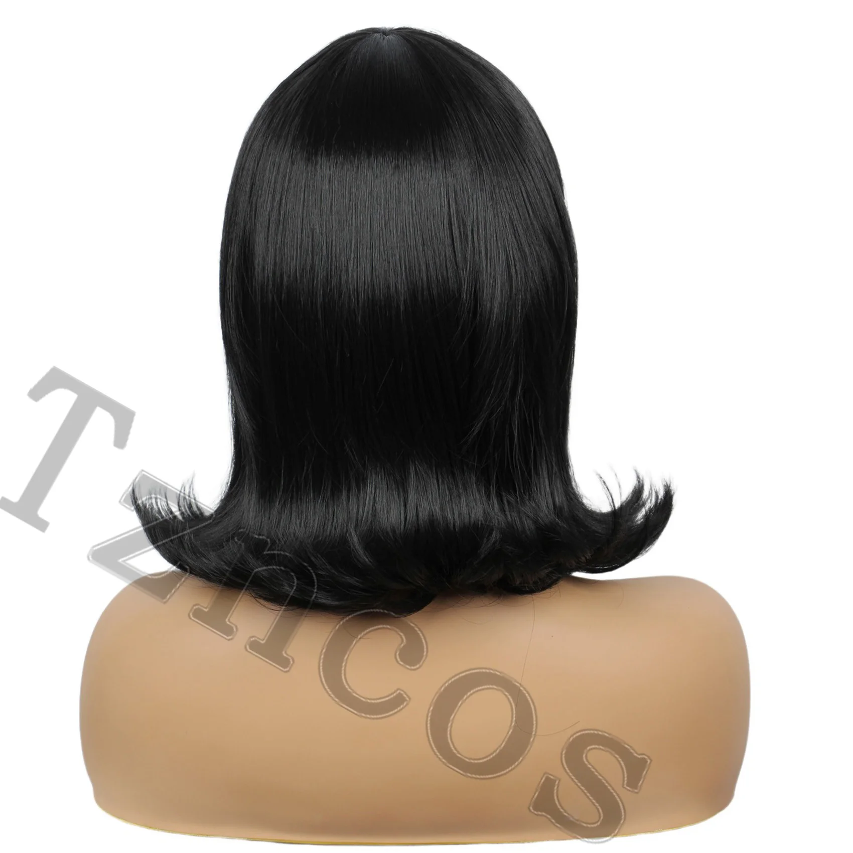 Tzncos Cosplay Linda Belcher Short Black Wig with Red Glasses Heat Resistant Synthetic Hair