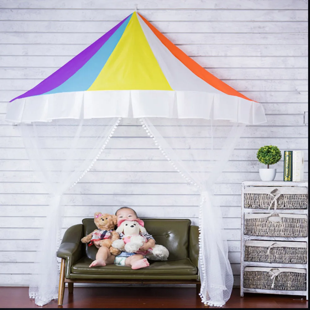 

Rainbow Bed Tent 1.5M Reading Canopy Play Tent Crib Gauze Net Castle Nap Hideout Bedroom Decor Lightweight Easy