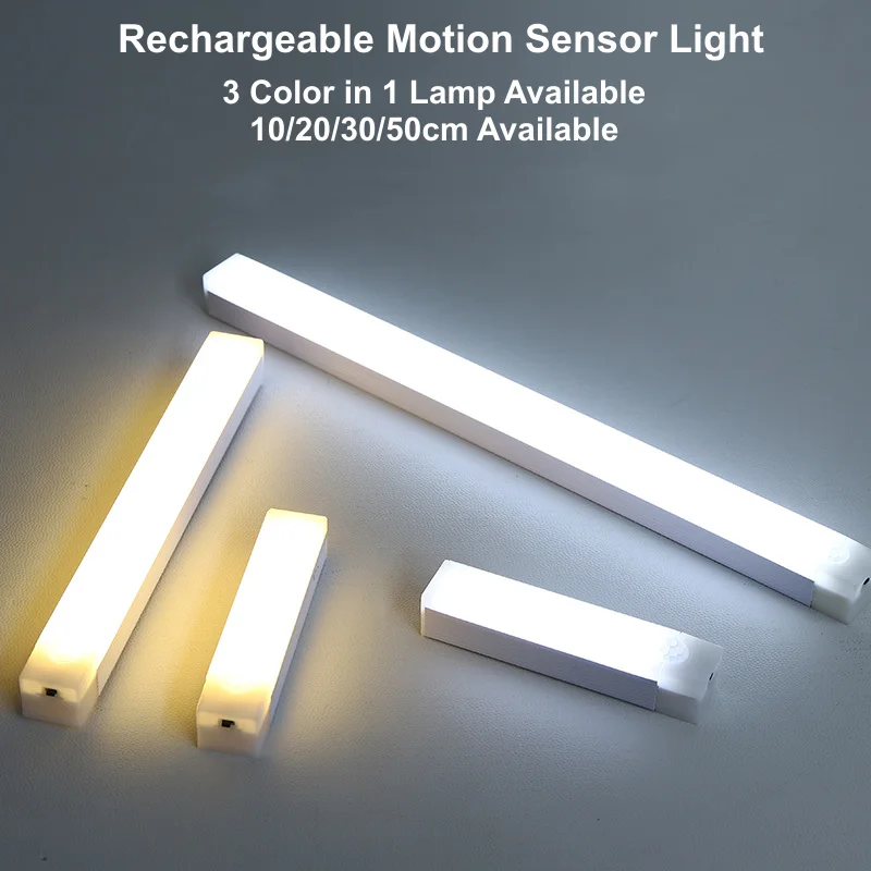 LED Stickable Rechargeable Motion Sensor Night Light Portable lamp for Outdoor Desk Piano Room Club Student Dorm