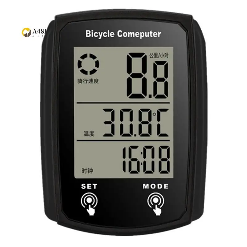 

A48F-Bicycle Computer Bike Computer Waterproof Speedometer Odometer Cycling Stopwatch Bicycle Replacement Black