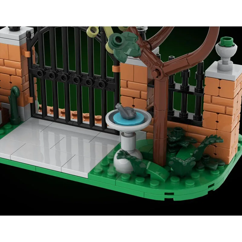 Moc Building Bricks Modular Front Gate - The Haunted Mansion Model Technology Blocks Christmas DIY Toy Construction Gifts