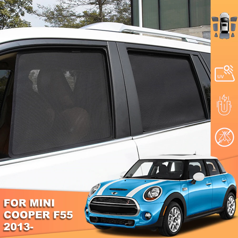 

For Mini Cooper Hatch F55 2014-2024 Magnetic Car SunShade Shield Front Windshield Curtain Rear Side Baby Window Sun shade Visor