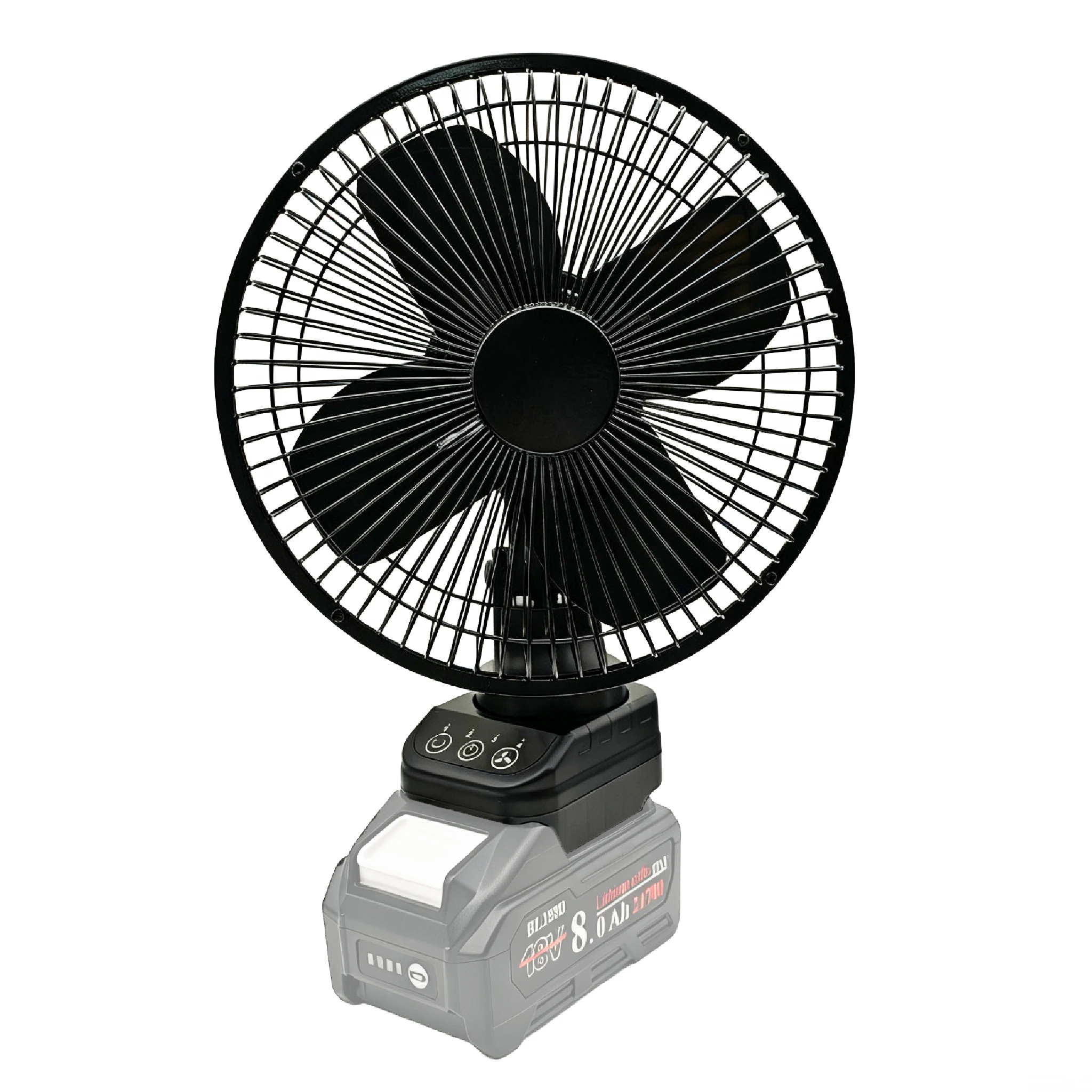 Für Makita Lithium-Akku Bürstenloser Metallventilator 140 ° Oszillation 45 ° Verstellbarer Ventilatorkopf 4 Geschwindigkeiten DC-Betrieb für Outdoor-Camping – Detail 11