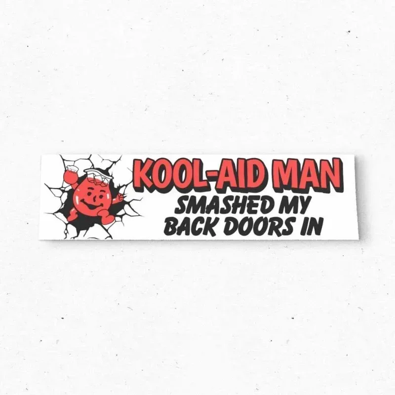 Kool-Aid Man BACK DOORS Bumper Sticker - Funny Vintage Style - Vinyl Decal 90s - Bumper Stickers - Car Stickers