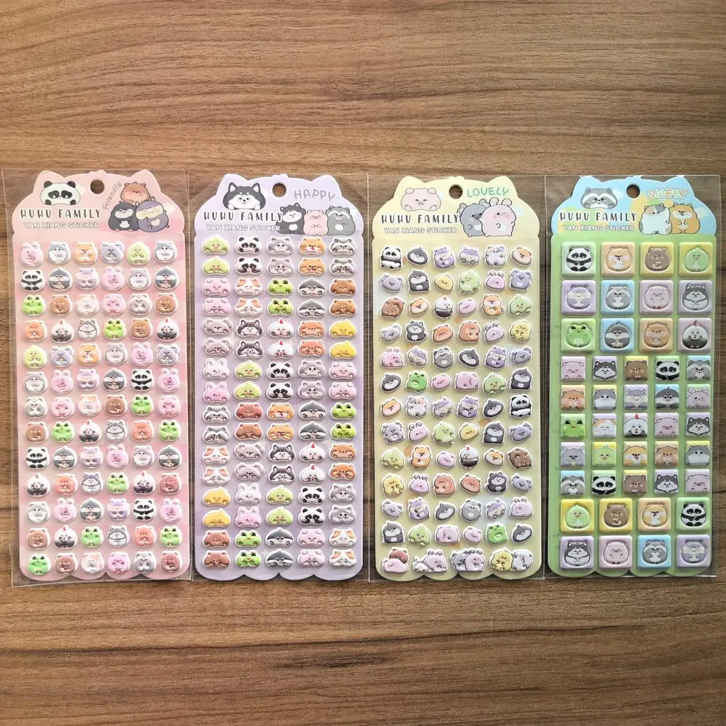 

HUUU FAMILY 3D Animal Stickers (4 Pieces) - Cute Cartoon Decals for Children's Handicrafts Decoration RecordingYourLife Store