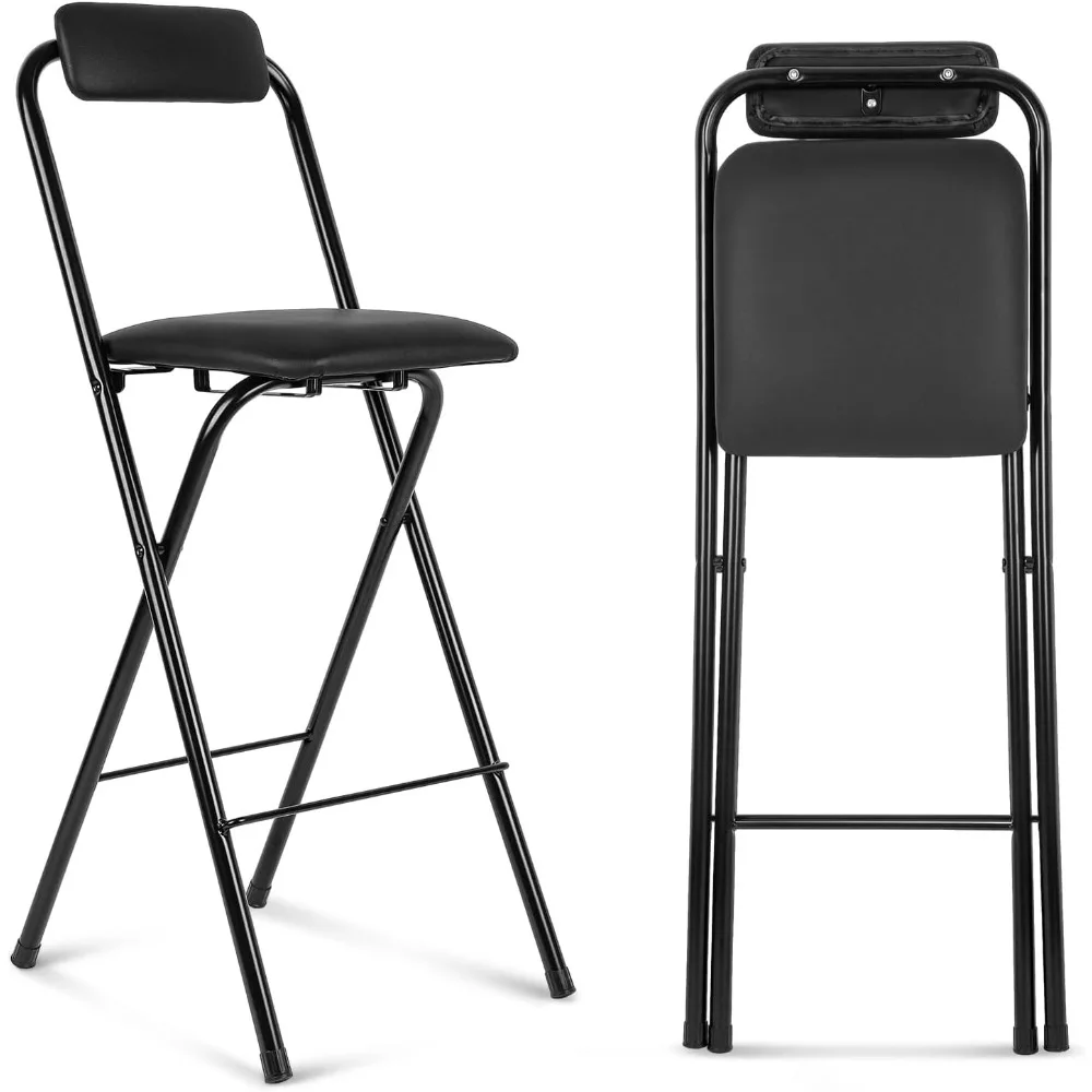 

Thyle 1 Pcs Folding Bar Stool with Backrest, Tall Foldable Stool Chair Portable High Folding Bar Chair Counter Height Seat Leath