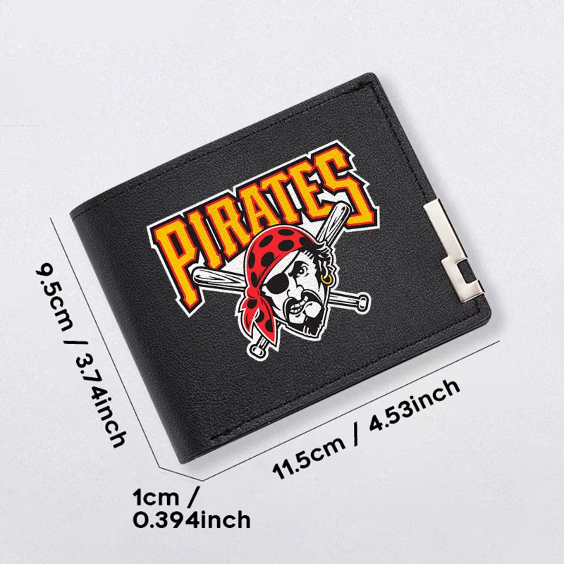 Portafoglio da uomo in pelle PU con logo Pirates, compatto, stile business, durevole, leggero, per uso quotidiano, accessorio alla moda