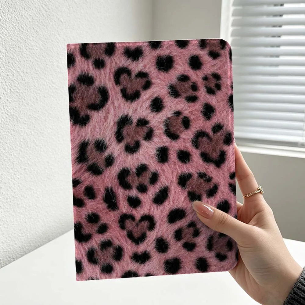 Cartoon Pink Leopard Print For iPad Pro Air mini 7 6 5 4 3 2 1 9gen M5 M4 11th 10th A17 Pro A16 Soft Inch Tablet Case Cover