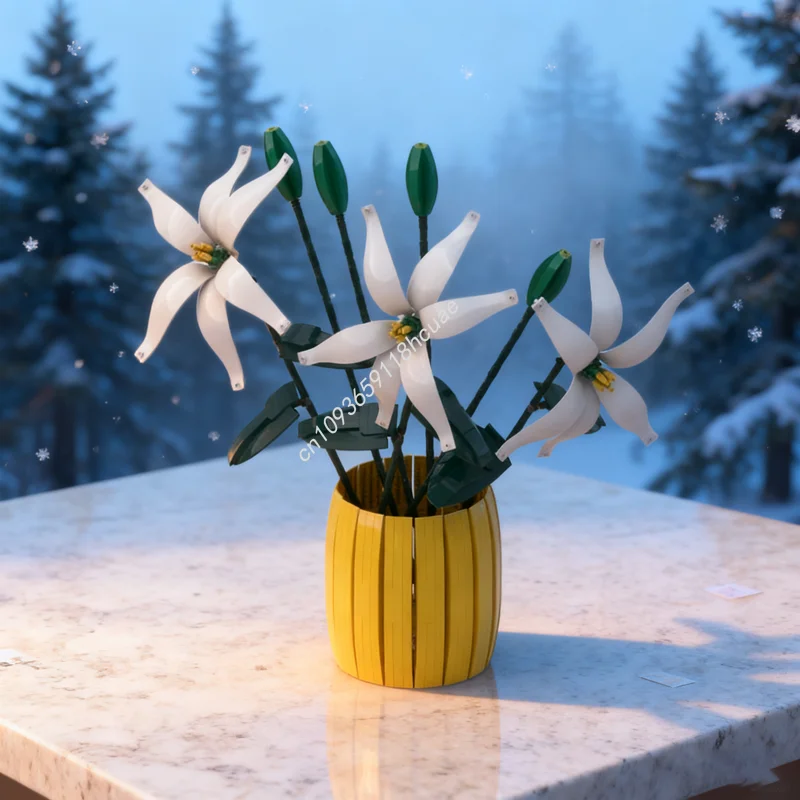 

789 шт. MOC лилийский цветок ваза модель строительные блоки строительная сборка DIY креативные рождественские подарки идея игрушки образование