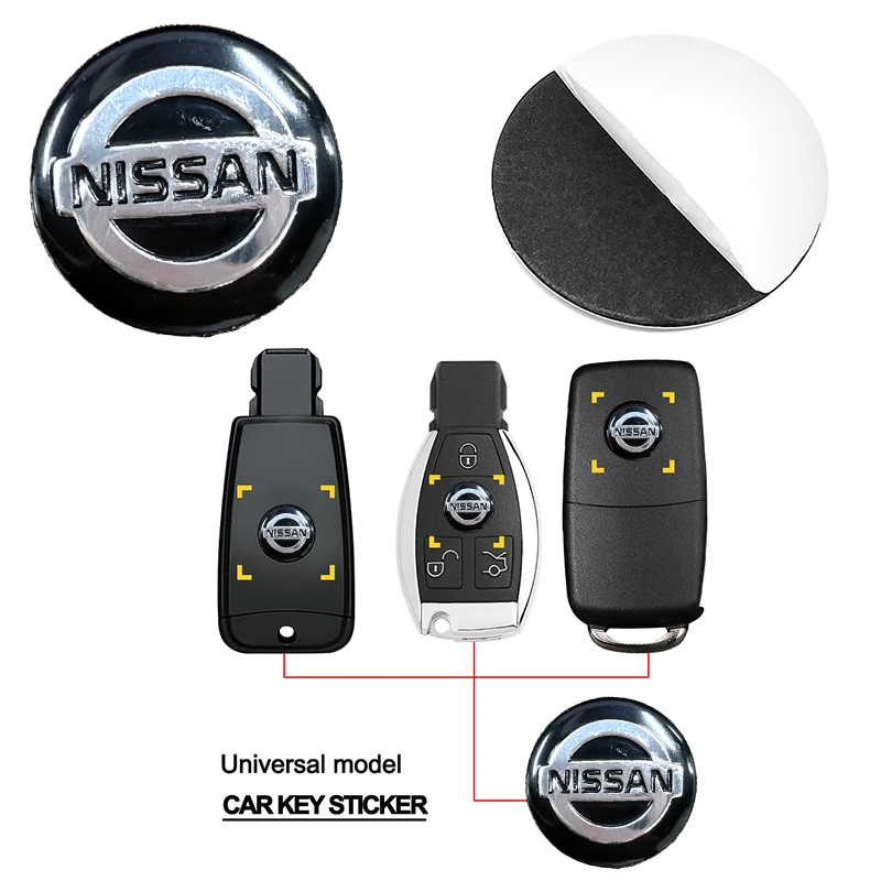 

New aluminum Car Key Badge Emblem Replacement Car Key Stickers For Nissan X-Trail T32 T31 Qashqai Tiida Teana Car Styling