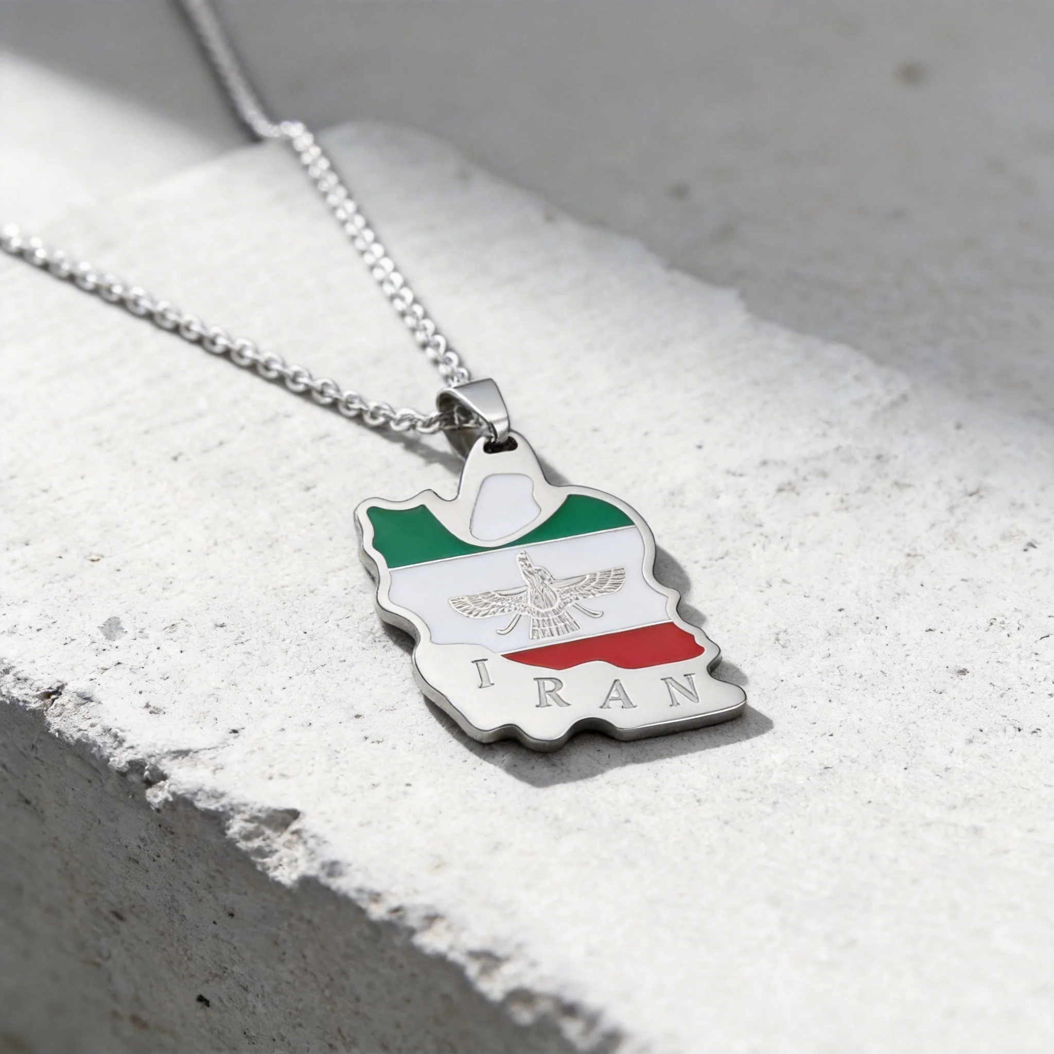 Country Map Flag Pendant Necklace in Stainless Steel Silver Gold Color Chain Punk Cool Jewelry Gift