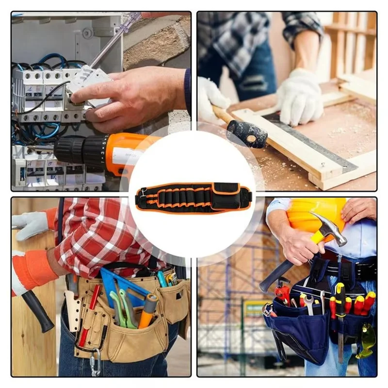 WORTHOWN-Bolsa de ferramentas de cintura multifuncional, bolsa de ferramentas utilitárias ajustável, organizador de parafusos de mão, bolsa utilitária de pano oxford para molduras