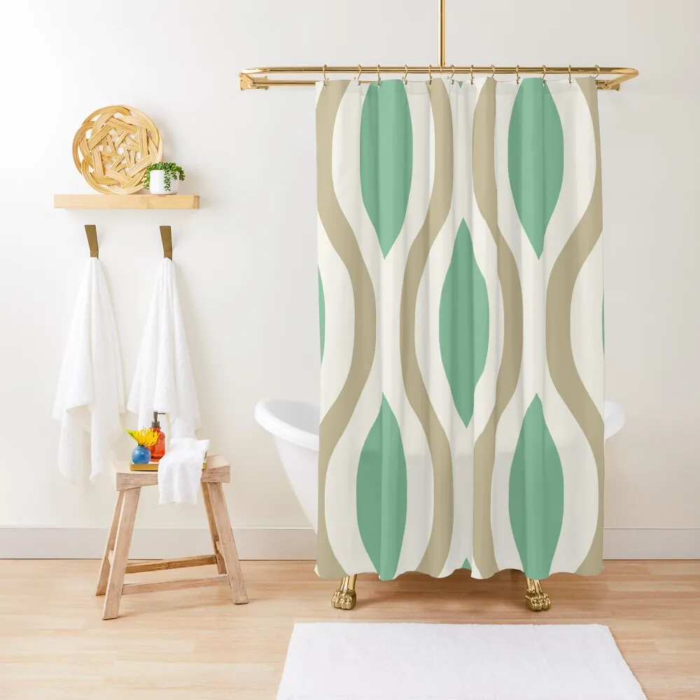 

Retro Mid Century Modern Ogee Pattern 276 Shower Curtain Bathroom Decor Waterproof Shower And Anti-Mold Curtain
