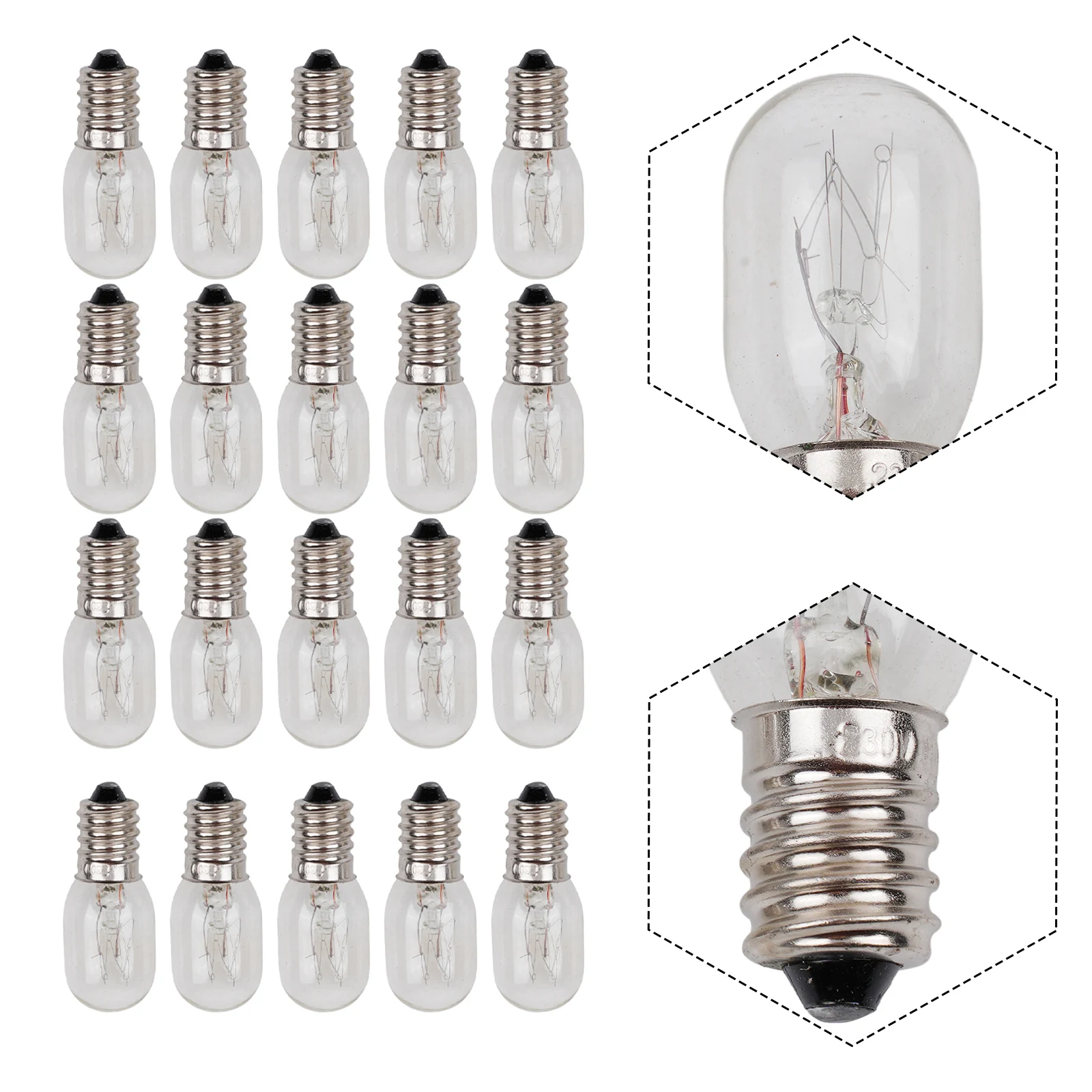 

20PCS E14 15W Lamps AC220V-240V Vintage Incandescent Bulbs Globe Light Refrigerator Bulb Replacement