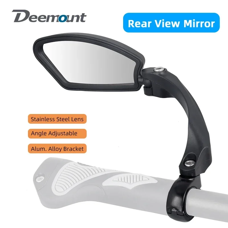 Stainless Steel Lens Bicycle Rear View Mirror Left Right 360 Degree Rotation Clear Sight Reflector Angle Adjust Alloy Bracket