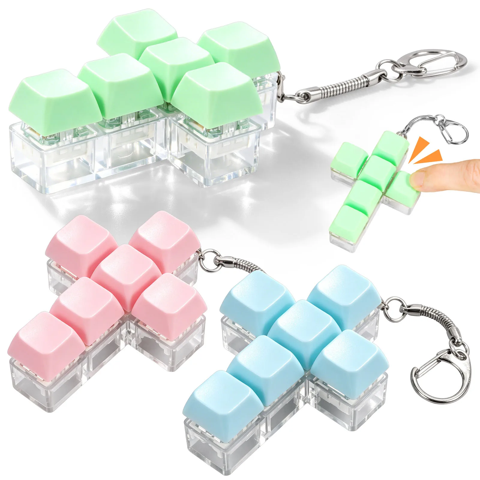 Keyboard Fidget Toys Keyboard Clicker Fidget Keychain Decompression Button Finger Clicker Relieving Stress Toys Button Gifts