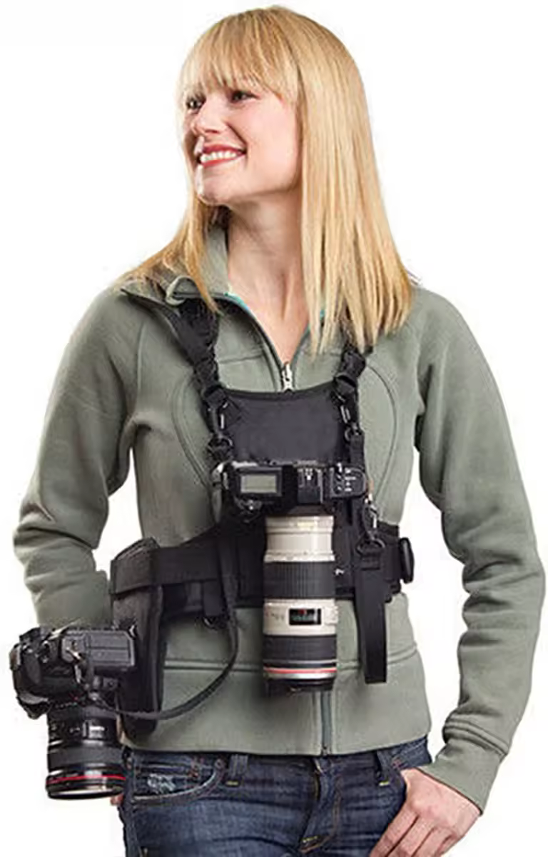 DSLR Camera Double Shoulder Strap, Peito Harness System, colete, fotografia cinto para Nikon, Canon, Sony, SLR, filmadoras, carregando 2