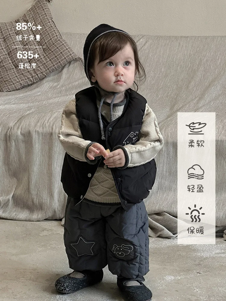 

Infant Down Vest Autumn Winter New Style Boys Cartoon Lightweight Jacket Sleeveless Boys Warm Outdoor Clothing aClass