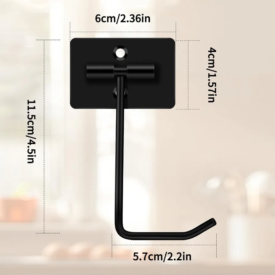خطافات تعليق با المعدنية مع خطاف قابل للطي تحت الخزانة للعناصر وإكسسوارات المطبخ للحفاظ على الفواكه طازجة باللون الأسود، عبوة واحدة