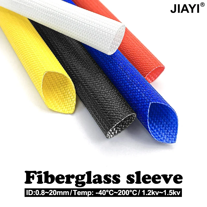 ID1~30mm Silicone Fiberglass Sleeve Flame Resistant Silicone Resin Insulate Cable Protect Tube Red Blue Yellow Heat-resistant