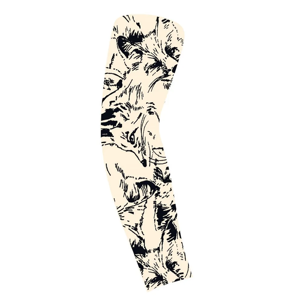 Flower Arm Pattern Flower Arm Tattoo Sleeve Elastic Thin Sun Protection Cover Sunscreen Long-sleeved Ice Silk Arm Sleeve Summer
