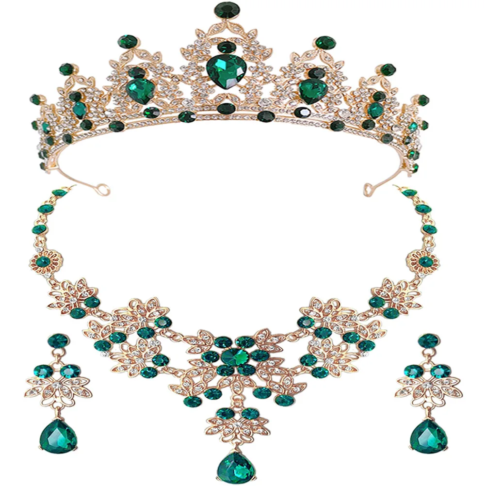 

Crown Necklace Earring Set Wedding Tiaras for Bride Women Bridesmaid Jewelry Jewellery Prom Bridal Crowns Kit