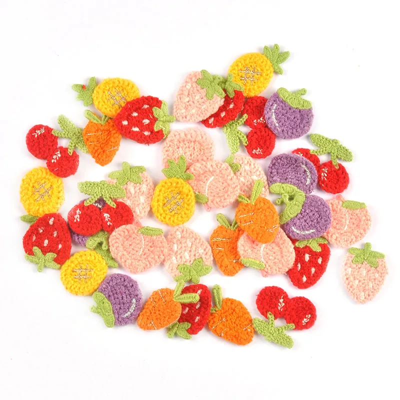 20pcs 25-32mm New Carrot/Strawberry/Cherry/Peach Clothes Patches For Sewing Accessories Lovely Appliques DIY Handmade Supplies