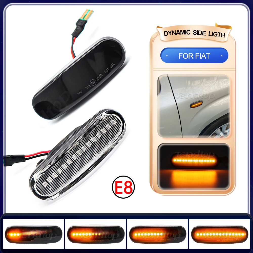 Luz LED de intermitente dinámica, lámpara de espejo lateral intermitente para Fiat Panda Punto Evo Stilo Qubo Peugeot Citroen Lancia Musa(350)