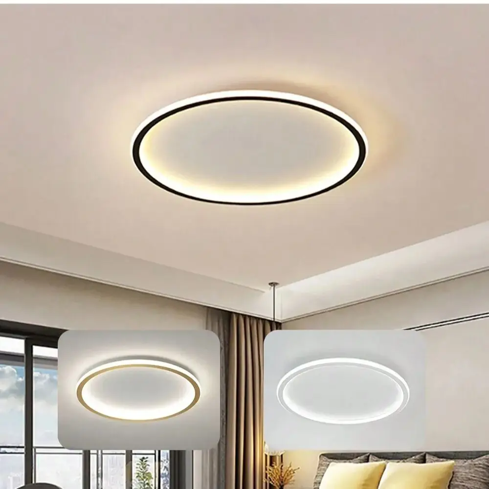 Imagem -01 - Nordic Led Luz de Teto 23 30 Quarto Sala Estar Estudo Super Fino Preto Branco Ouro Decoração para Casa Luminária nordic led luz de teto 23 30 quarto sala estar estudo super fino preto branco ouro decoracao para casa luminaria 01