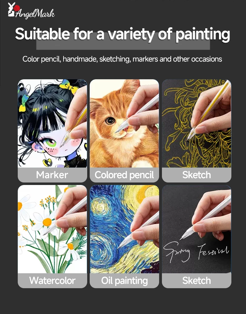 Weiß Gold Silber Klassischer Highlight-Stift, glänzende Nachfüllung, Malmarker, Zeichenstift, Schulbedarf, Stift + Nachfüllset, Gelstift – Detail 15