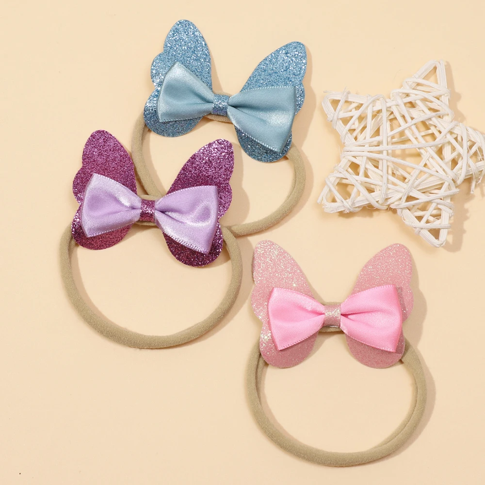 

Baby Girl Hair Bows Bands Twinkling Bowknot for Newborn Baby Elastic Soft Nylon Kids Hair Accessories for Girls Infant Items