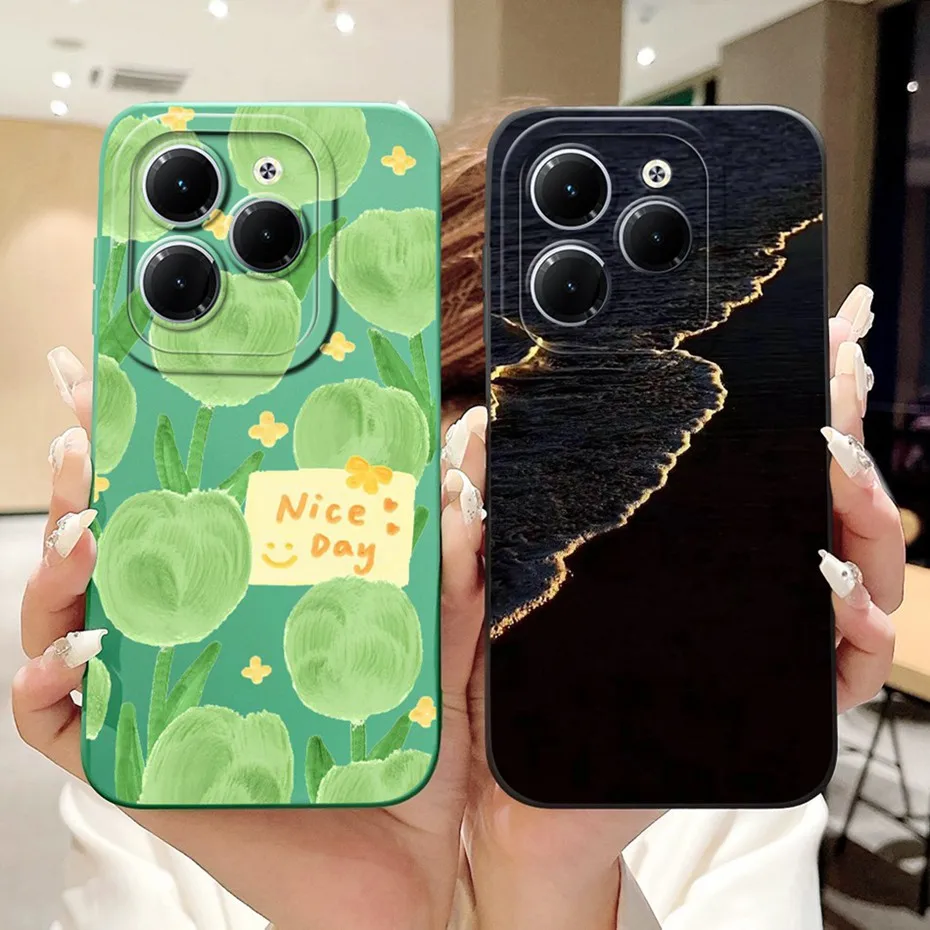 Casing pelindung lensa Infinix Hot 40 / Hot 40 Pro / Hot 40i, pelindung belakang silikon lembut modis untuk Infinix Hot40 40Pro Hot40i