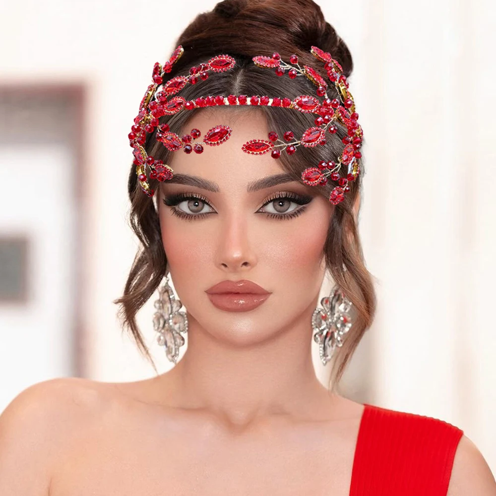DZ097 Green Wedding Headpiece Crystal Party Hairband Hair Hoop Bohemia Baroque Headband Vintage Bridal Headdress for Women Tiara
