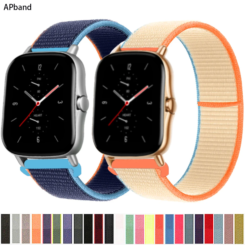 20mm/22mm Nylon band For Amazfit GTS/2/2e/GTS2 Mini/GTR 42mm/47mm/GTR2/2e/stratos 2/3 Sport Loop belt Bracelet Amazfit bip strap