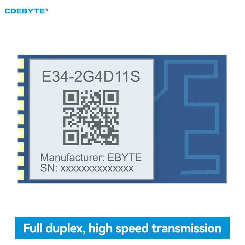 

Wireless Serial Module 2.4GHz CDEBYTE E34-2G4D11S Full-duplex Anti-Interference High-Speed Serial Transmission GFSK PCB SMD