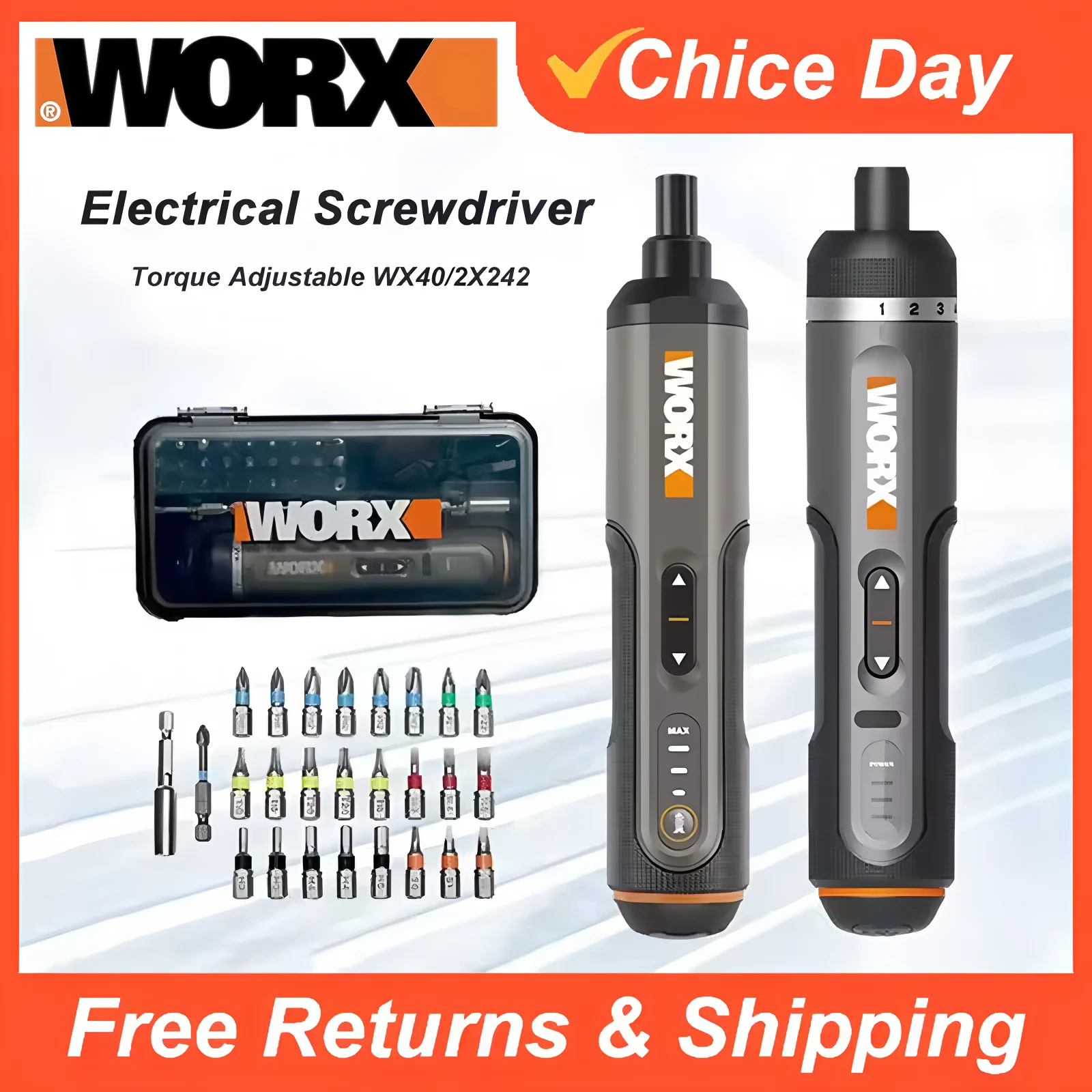 

Worx Electrical Screwdriver Set WX242 WX241 WX240 Smart Cordless Electric Screwdrivers Mini Rechargeable Hand Drill Tools 30 PCS