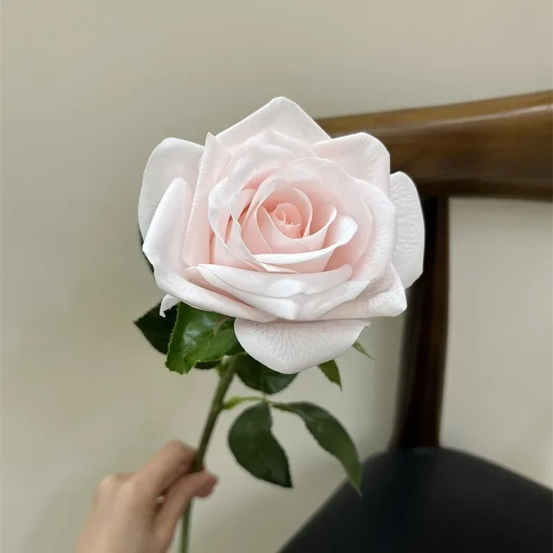 5Pcs Hand Feel Moisturizing Latex Rose Flowers Artificial Real Touch Roses Bridal Bouquet Wedding Decor Home Party Table Floral