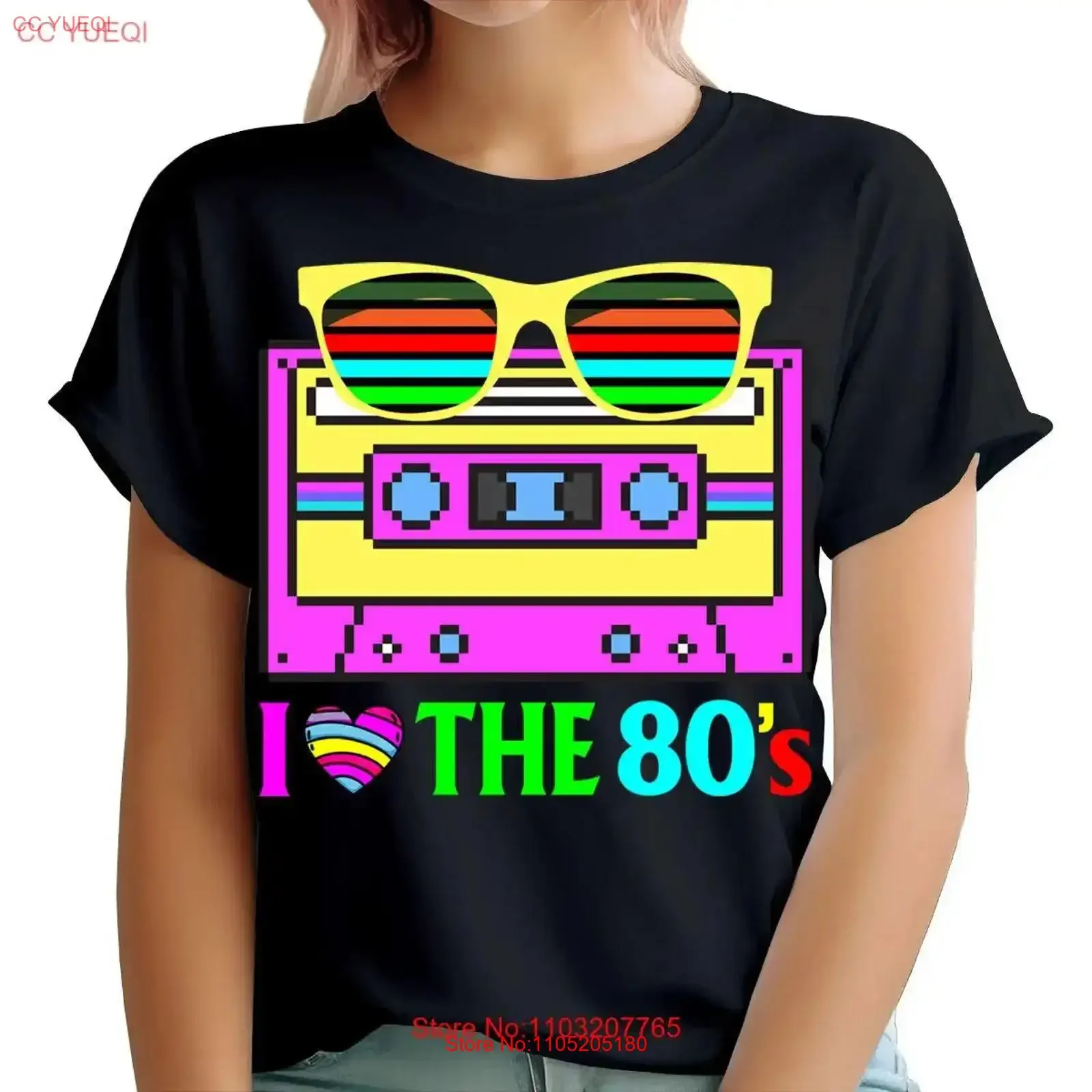 Me encanta los años 80 vestido elegante globo despedida de soltera Festival de neón camiseta para mujer 4 TA 193 vintage lavado Top para uso diario ligeramente