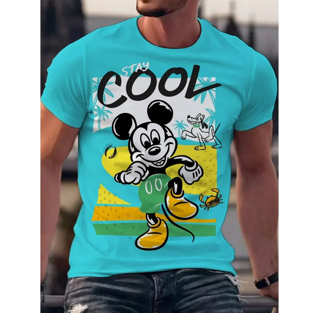 

2024 T Shirt For Mens Disney Mickey Mouse Print Short Sleeve Top 3D Casual Street Man's T-shirt Oversized Tee Shirt Men Vintage