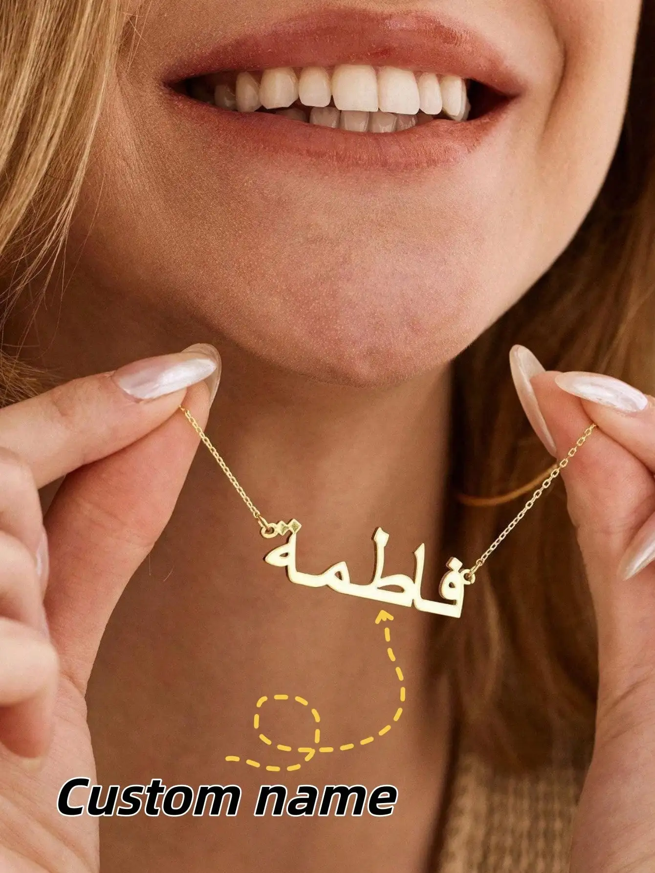 

DOREMI Custom Arabic Name Necklace Stylish Women's Jewelry Gold Silver Rose Gold Gift For Ramadan Valentine Mother' Day Necklace