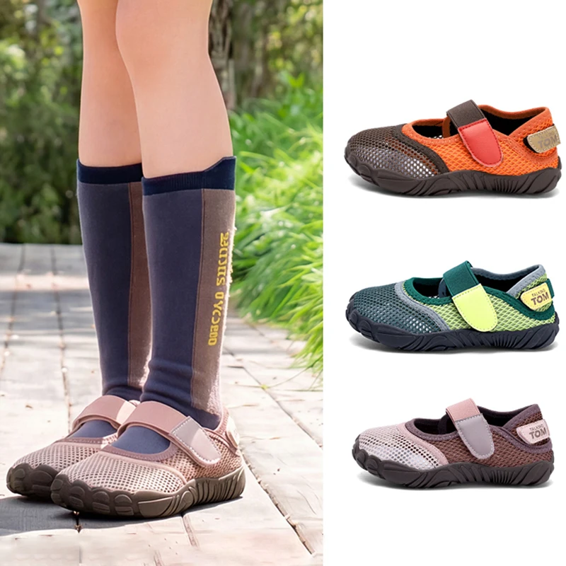 Sommerliche Wasserschuhe für Kleinkinder, atmungsaktive Mesh-Barfußschuhe, rutschfeste, weiche, leichte, lässige Outdoor-Sandalen