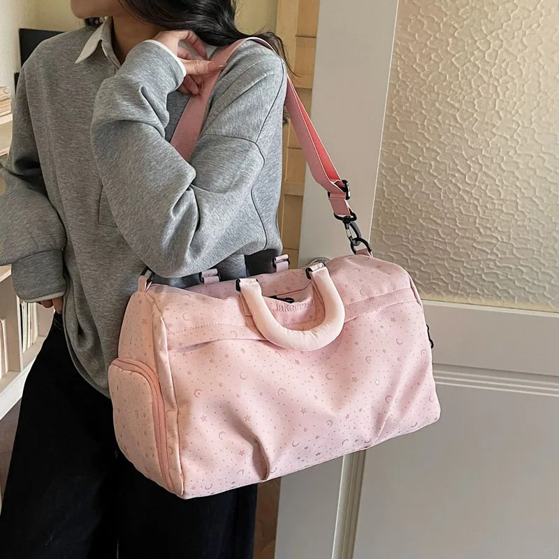 large-capacity-short-trip-travel-bag-women's-fashion-handheld-luggage-lightweight-sports-fitness-bag-storage-maternity-bag