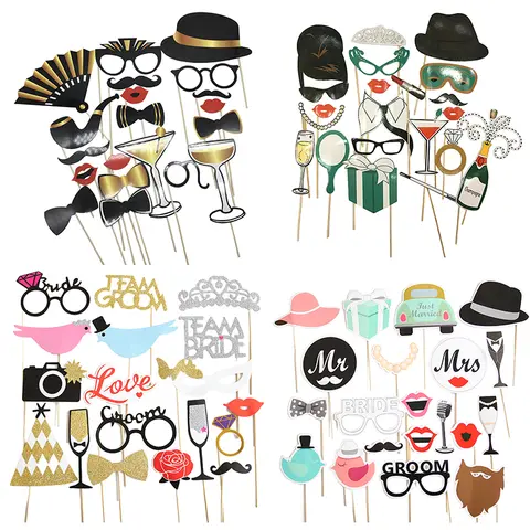 사진 소품 Photobooth Just Merried Funny Glasses DIY 생일 베이비 샤워 소년 소녀 사진 부스 소품 웨딩 장식