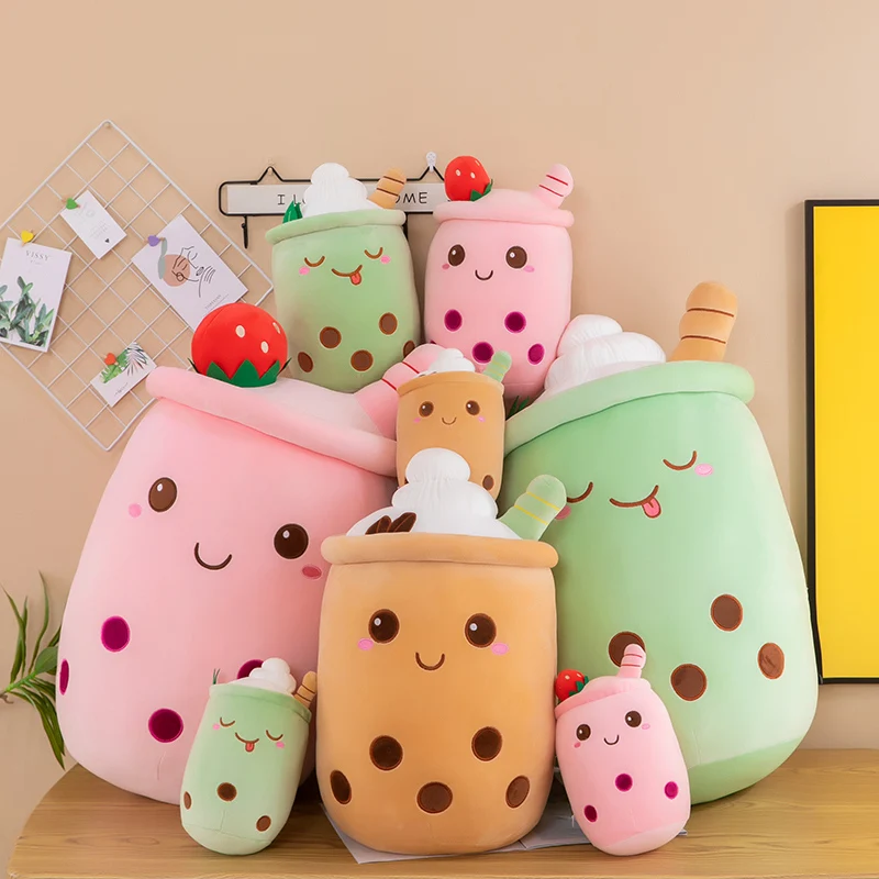 Boba Plushie Kawaii Декор комнаты Bubble Tea Плюшевая игрушка Мягкое мороженое Еда Молоко Чай Мягкая подушка для объятий Подарок на день рождения для детей