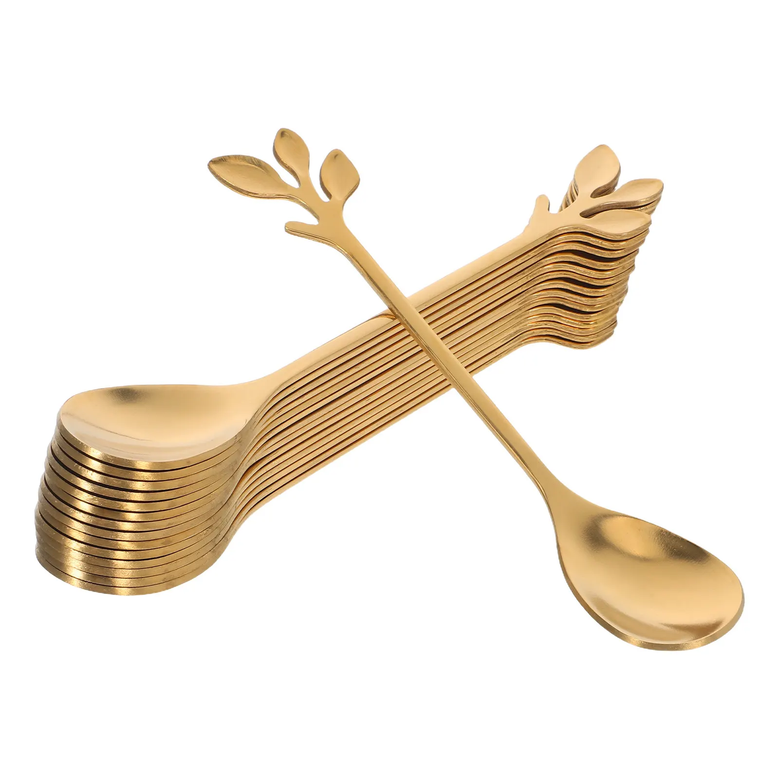 

15Pcs Stainless Steel Stirring Spoons Leaf Shaped Small Dessert Spoons for Coffee Tea Honey Mixing Spoon Creative Beverage