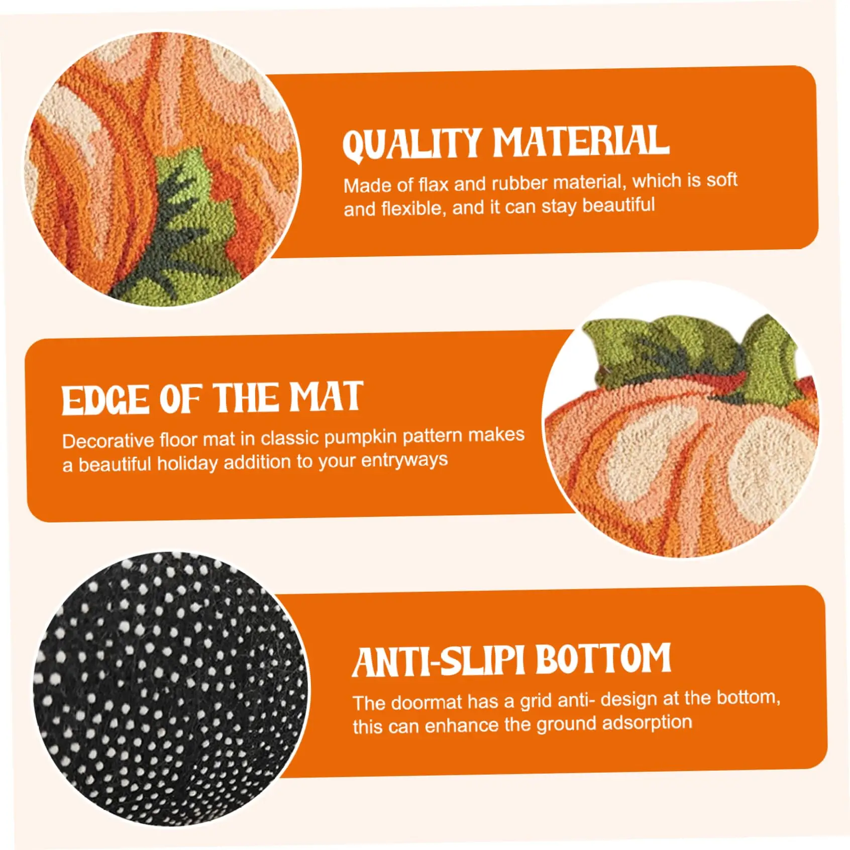 VIKAMA اليقطين شكل الشكر البساط لطيف لينة الخريف الحمام ديكور عدم الانزلاق ماصة للماء الكلمة حصيرة للحمام ديكور المنزل #5