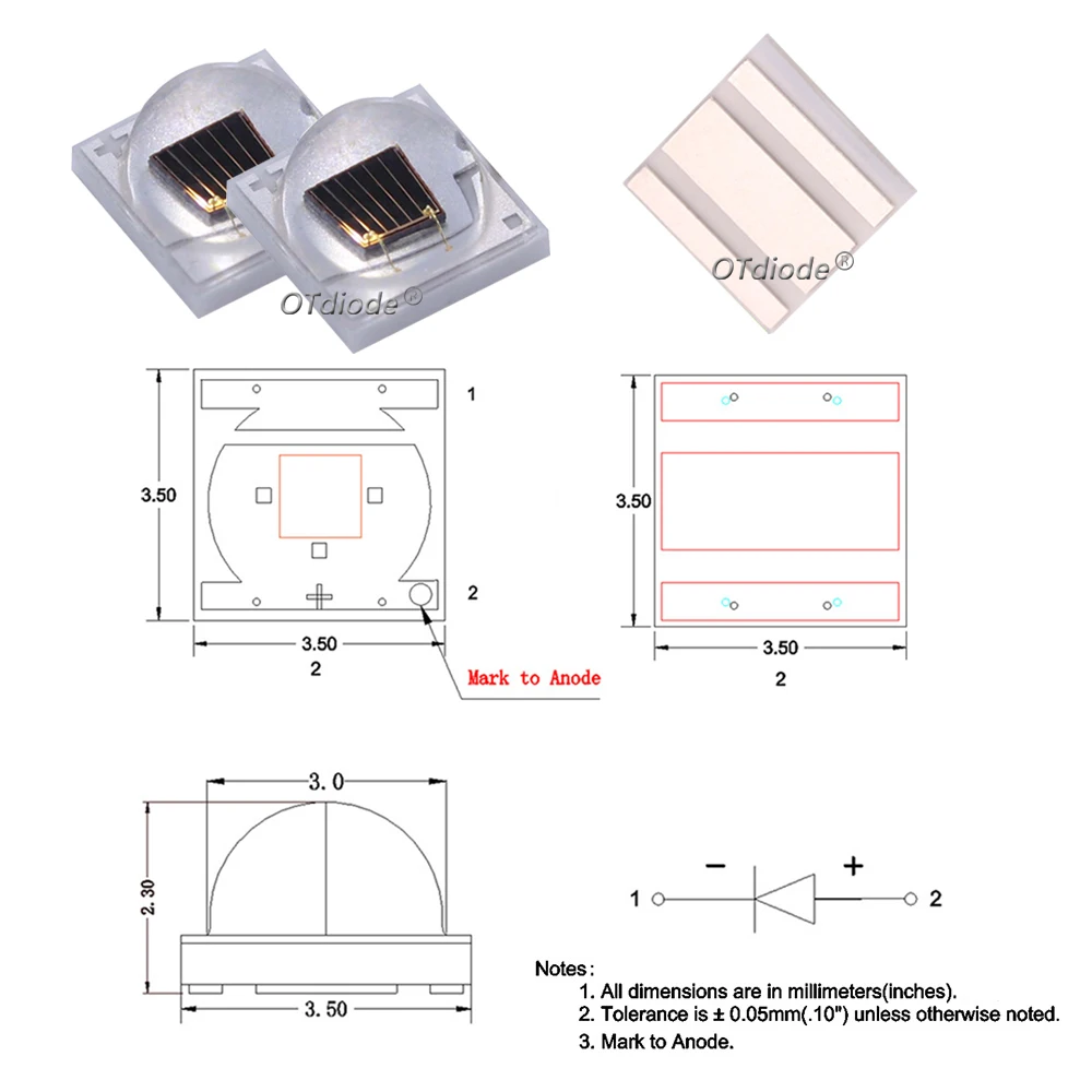 Imagem -03 - Chip Led de Alta Potência para Câmera de Visão Noturna Diodo Infravermelho Farred Lâmpada Pcb de Alumínio 1w 3w 3535 ir 1150nm 1500nm mm Pcs