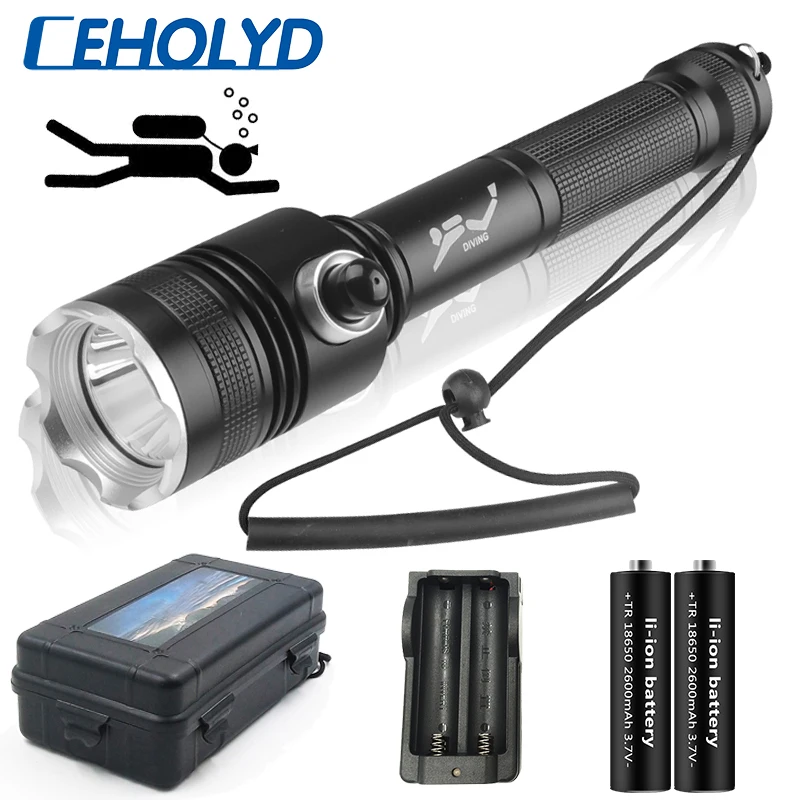 Ceholyd Led Diving Flashlight XHP70.2 Waterproof IPX8 Torch Underwater 80m Aluminum Alloy High Quality Light Power For 18650