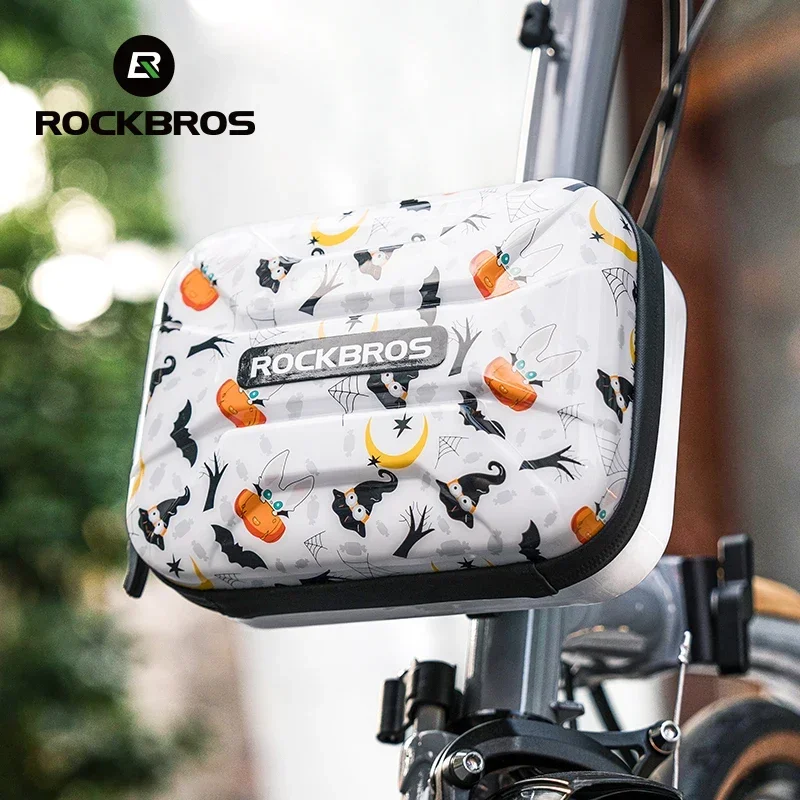 ROCKBROS Bicycle Bag Folding Bike Front Bag 1.9L Big Capacity Hard Sheel Commuting Casual Brompton Bicycle Bag Waterproof Zipper 