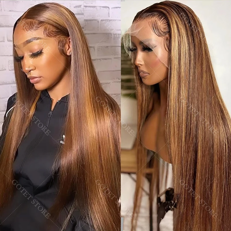 30 بوصة P4_27 تسليط الضوء على أومبير الدانتيل شعر مستعار أمامي شعر الإنسان 13x4 مستقيم العسل شقراء الدانتيل الجبهة الباروكات شعر الإنسان من النساء